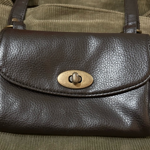 Olive Green Corduroy & Leather Slouch Tote | Large Casual Work Bag - Picture 6 of 8